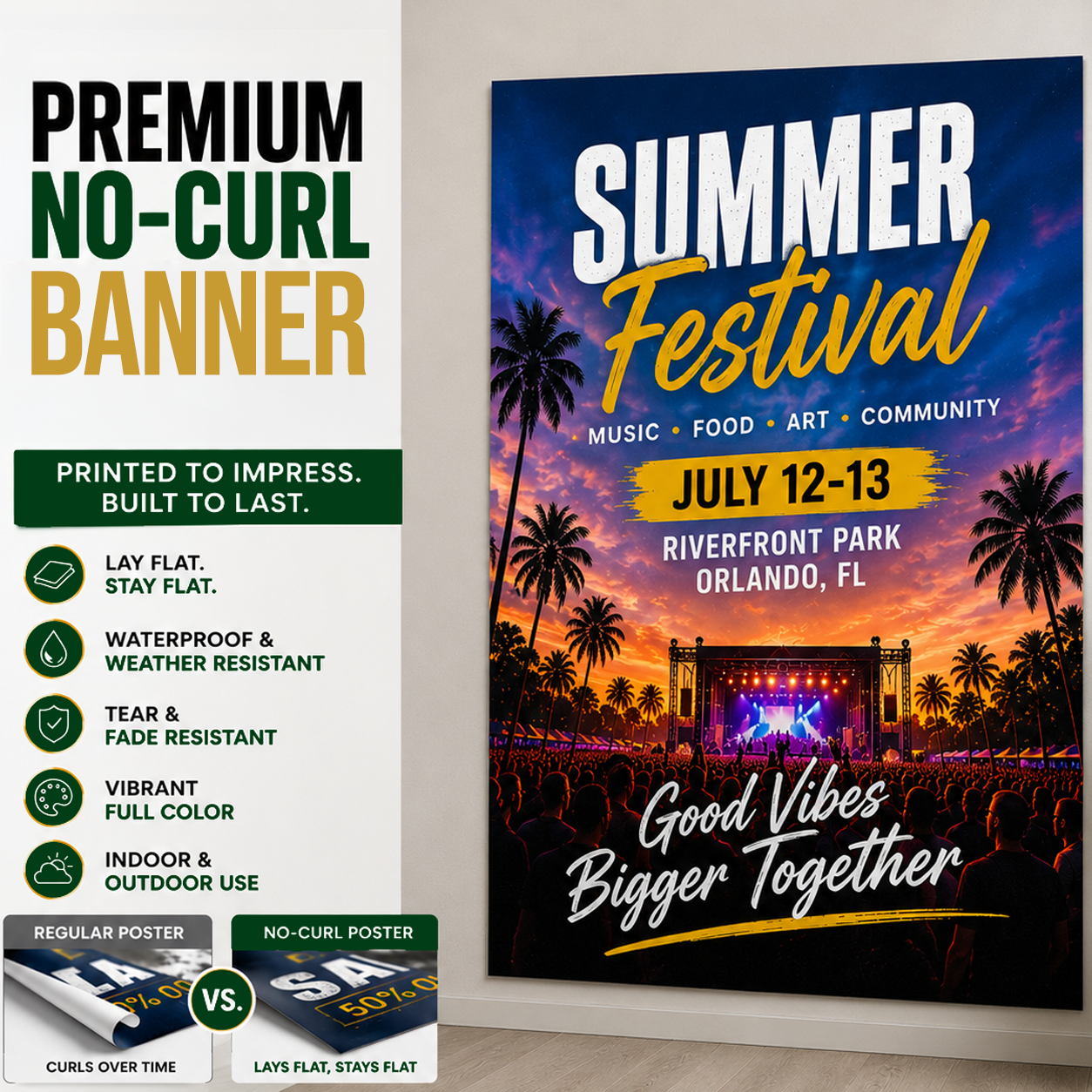 Premium No-Curl Banners– Waterproof Indoor & Outdoor Prints