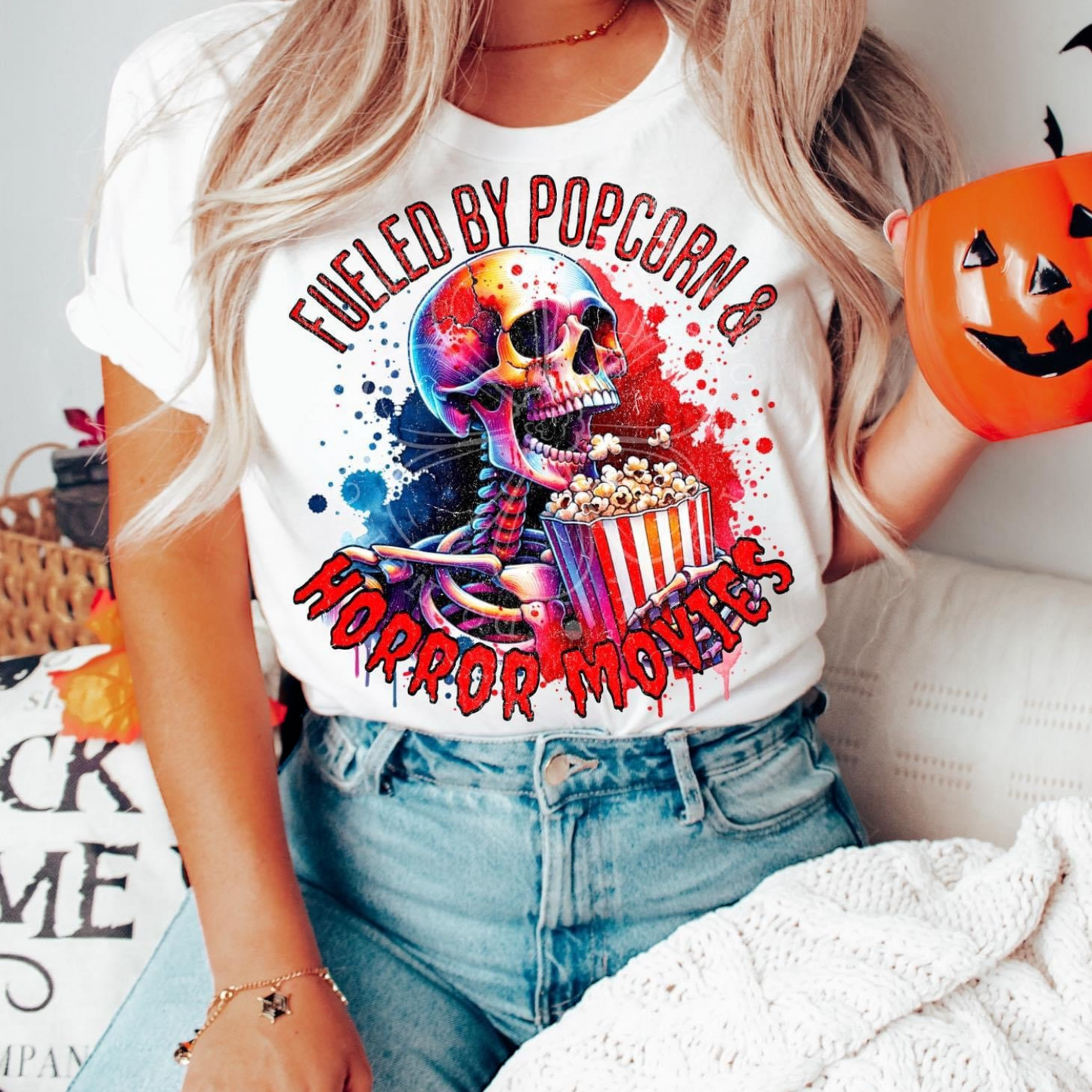 Fueled by popcorn & Horror Movies DTF Transfer Film