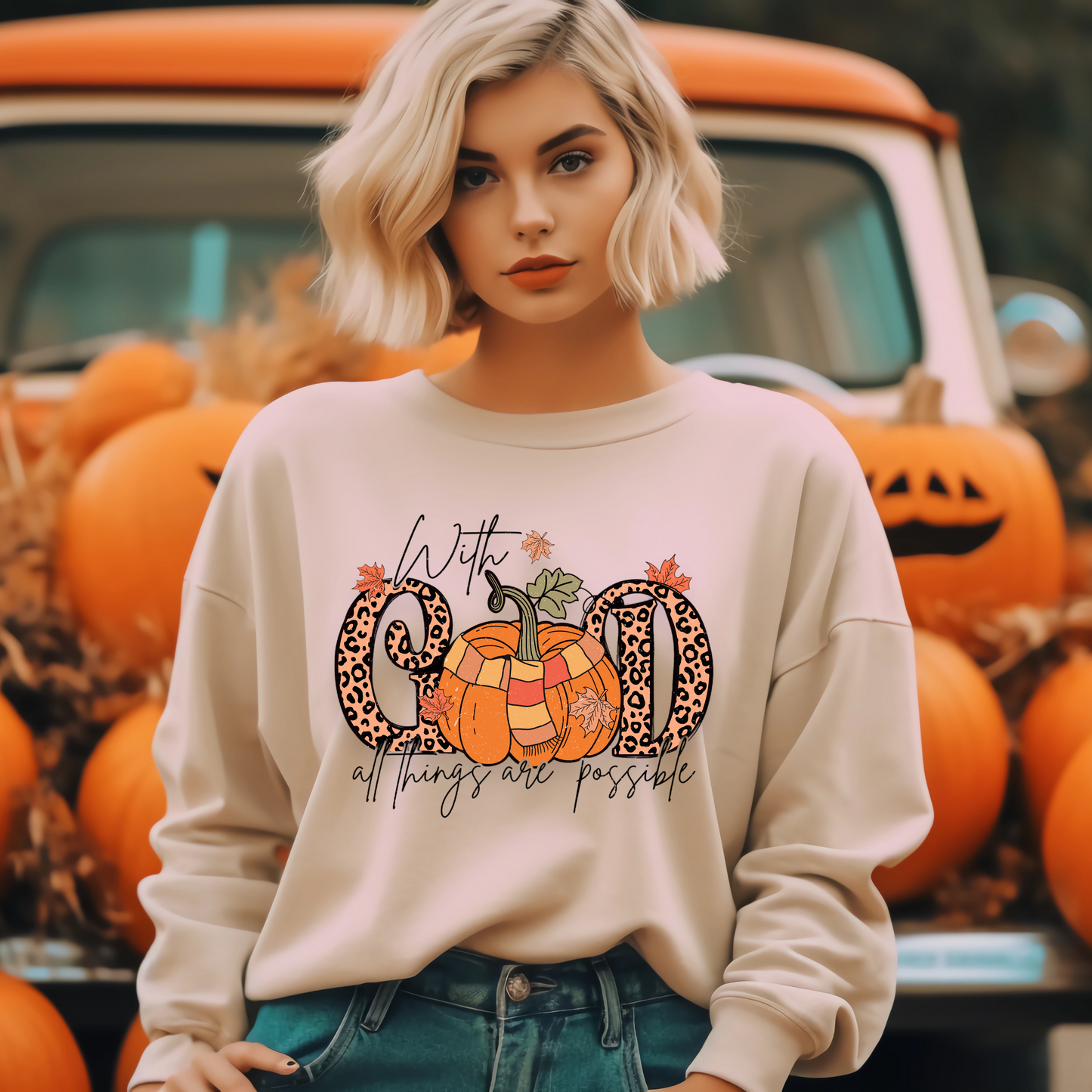Autumn With God Pumpkin DTF Transfer Film 9006
