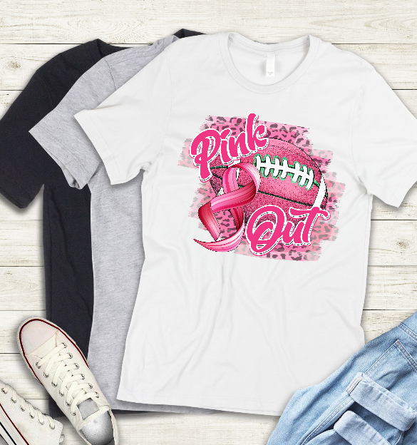 Breast Cancer Football Pink Out DTF Transfer Film 9165
