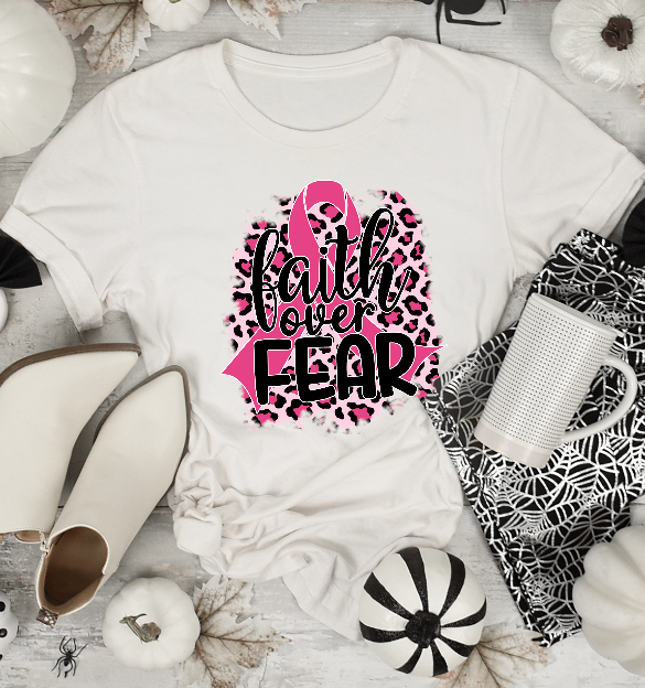 Breast Cancer awareness Faith over fear DTF Transfer Film 9171