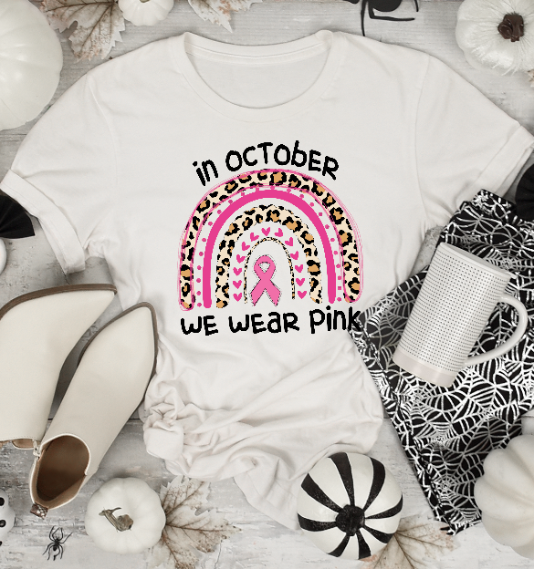 In October we wear pink rainbow DTF Transfer Film 9173
