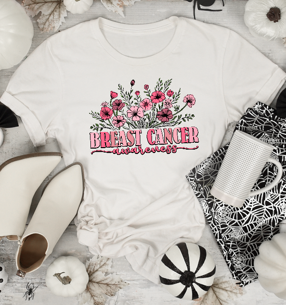 Breast Cancer Awareness WildFlowers DTF Transfer Film 9175