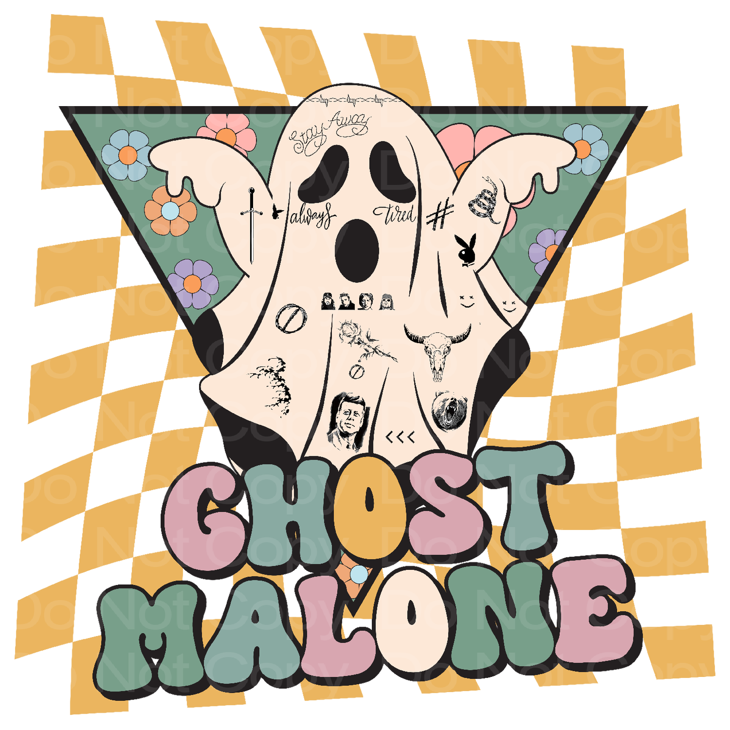Spooky Ghost Malone DTF Transfer Film 1151