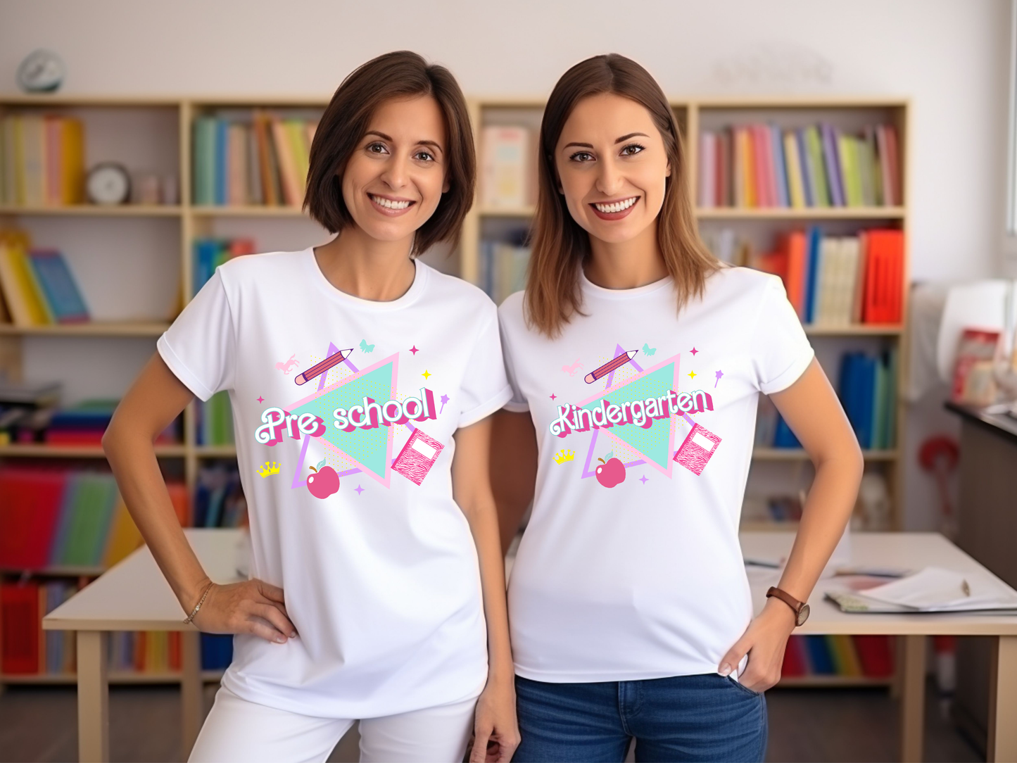 Retro Teacher Grade (Preschool to 6th Grade) Adult Cotton T-shirt