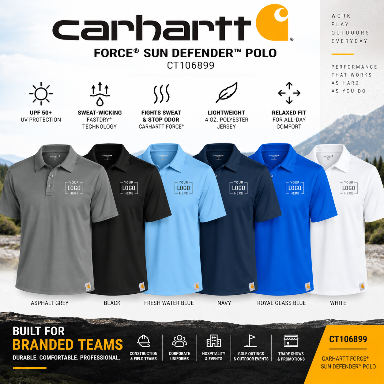 Custom Carhartt Force® Sun Defender™ Polo | CT106899