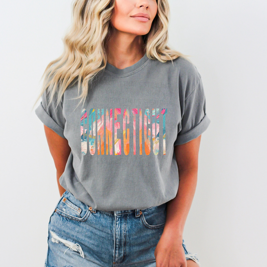 Watercolor Summer Colored State Connecticut DTF Transfer Film