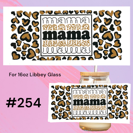 Cheetah Mama 254 UV DTF 16oz Glass Wrap