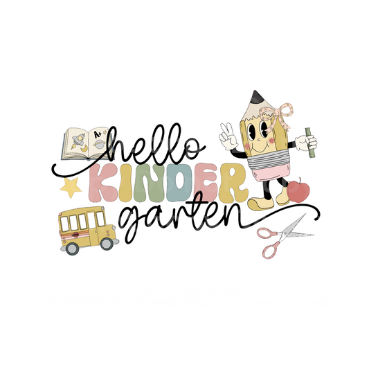 Retro Hello Kindergarten Grade with BOW Transfer Film 2265