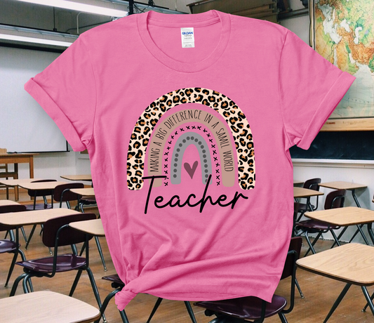 Rainbow Teacher Adult Cotton T-shirt