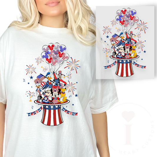 Hats and balloons friends checkered Transfer Film FBE100035