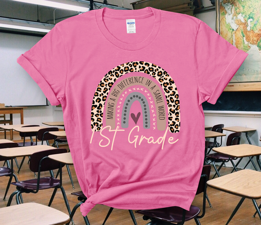 Rainbow 1st Grade Teacher Adult Cotton T-shirt
