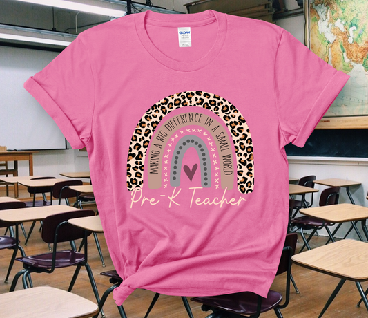 Rainbow Pre-K Teacher Adult Cotton T-shirt