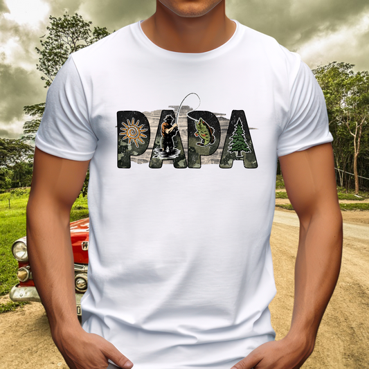 Fishing Papa Adult Cotton T-shirt