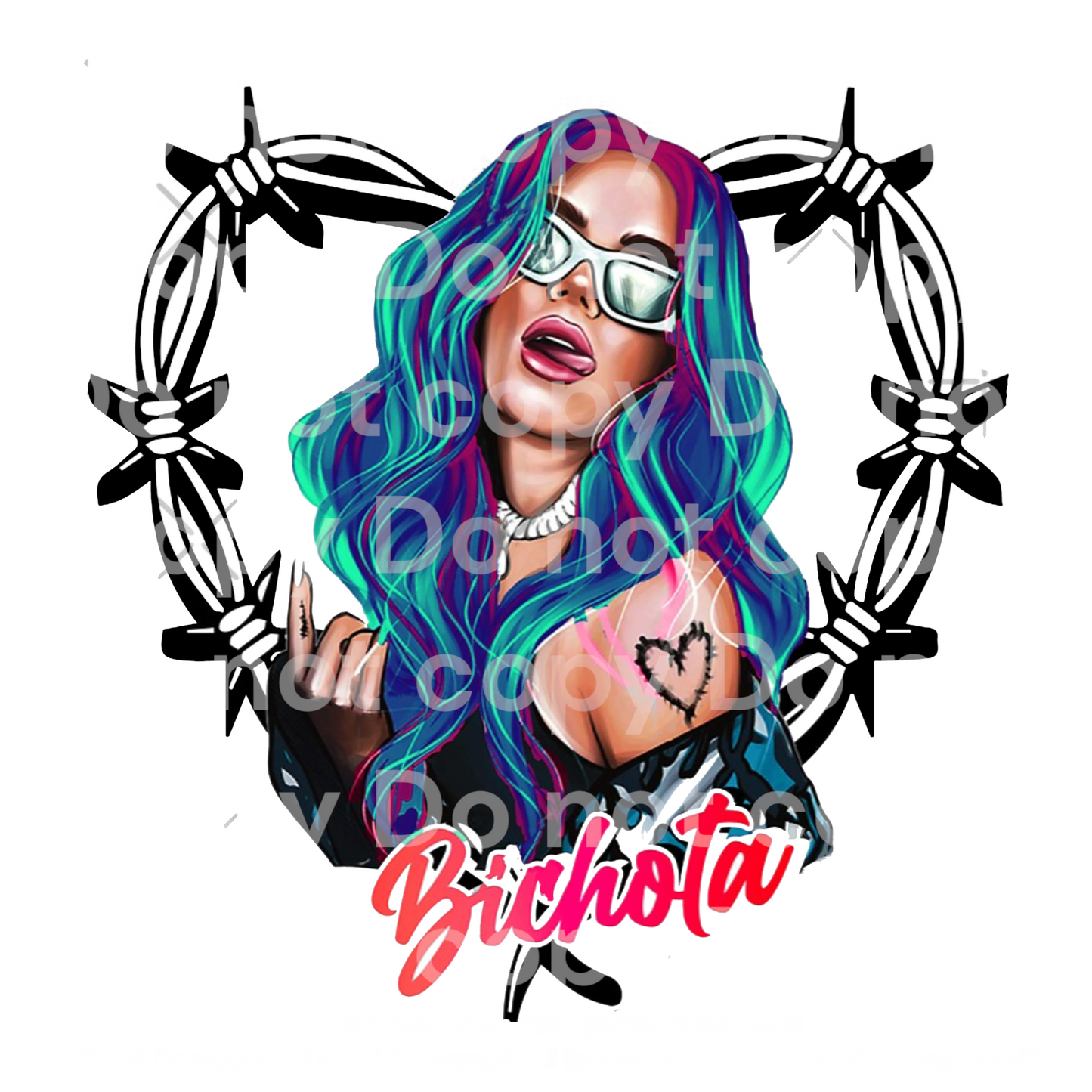 KarolG Bichota Barb wire heart Transfer Film 5012