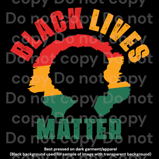 Black Lives Matter silhouette DTF Transfer Film C3030