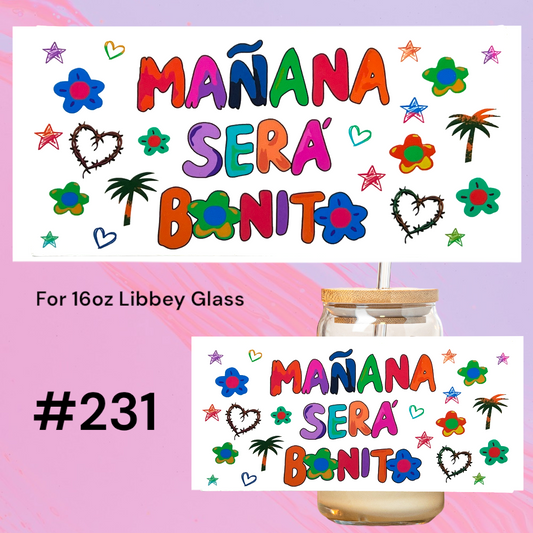 Manana 231 UV DTF 16oz Glass Wrap