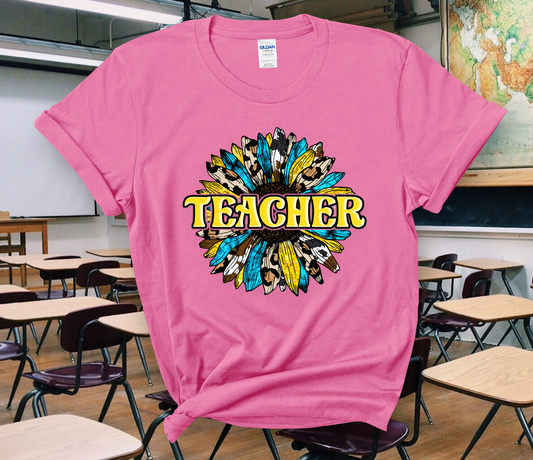 Sunflower Teacher Adult Cotton T-shirt