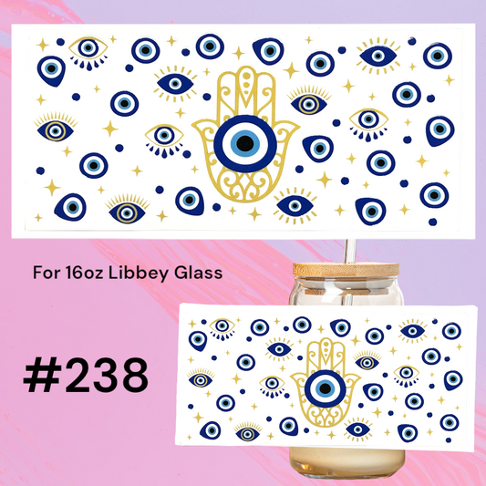 Evil Eye 238 UV DTF 16oz Glass Wrap