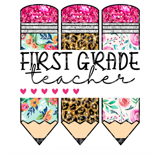 Floral Pencil First Grade Teacher Transfer Film 2252