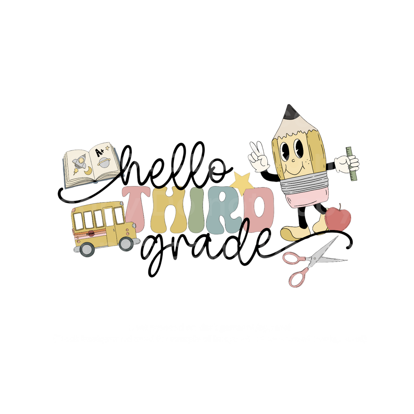 Retro Hello Third Grade Transfer Film 2258