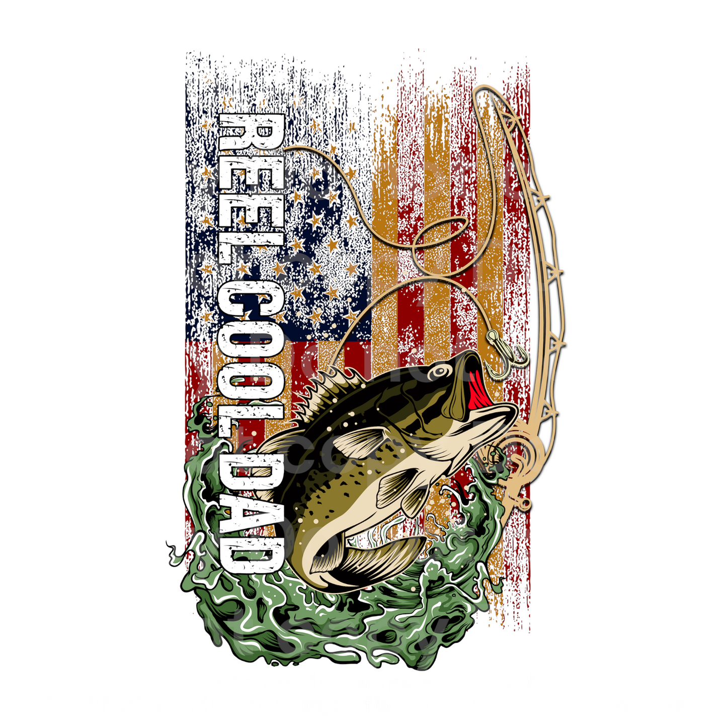 Reel Cool Dad American flag fishing Transfer Film 724