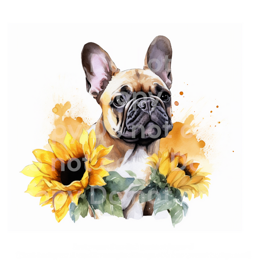 Sunflower Frenchie Dog Transfer Film 497
