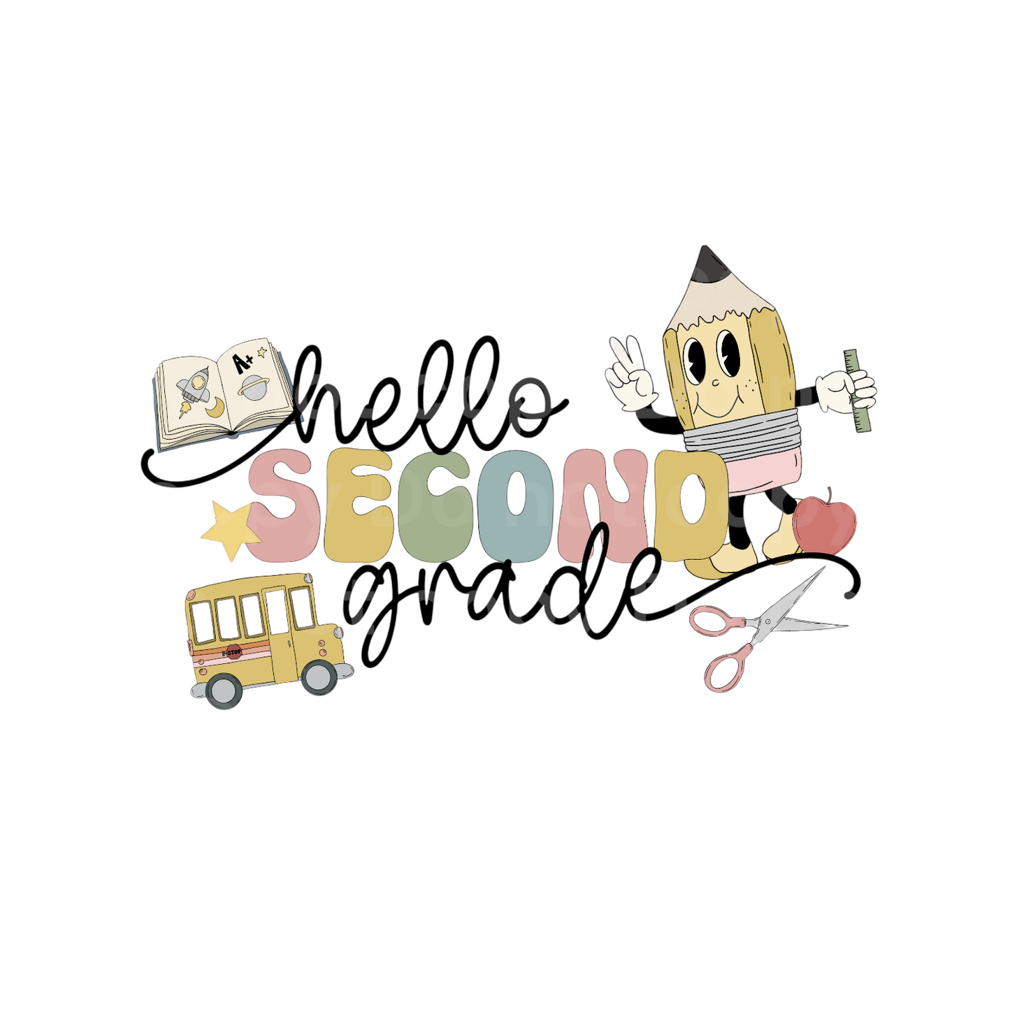 Retro Hello Second Grade Transfer Film 2260