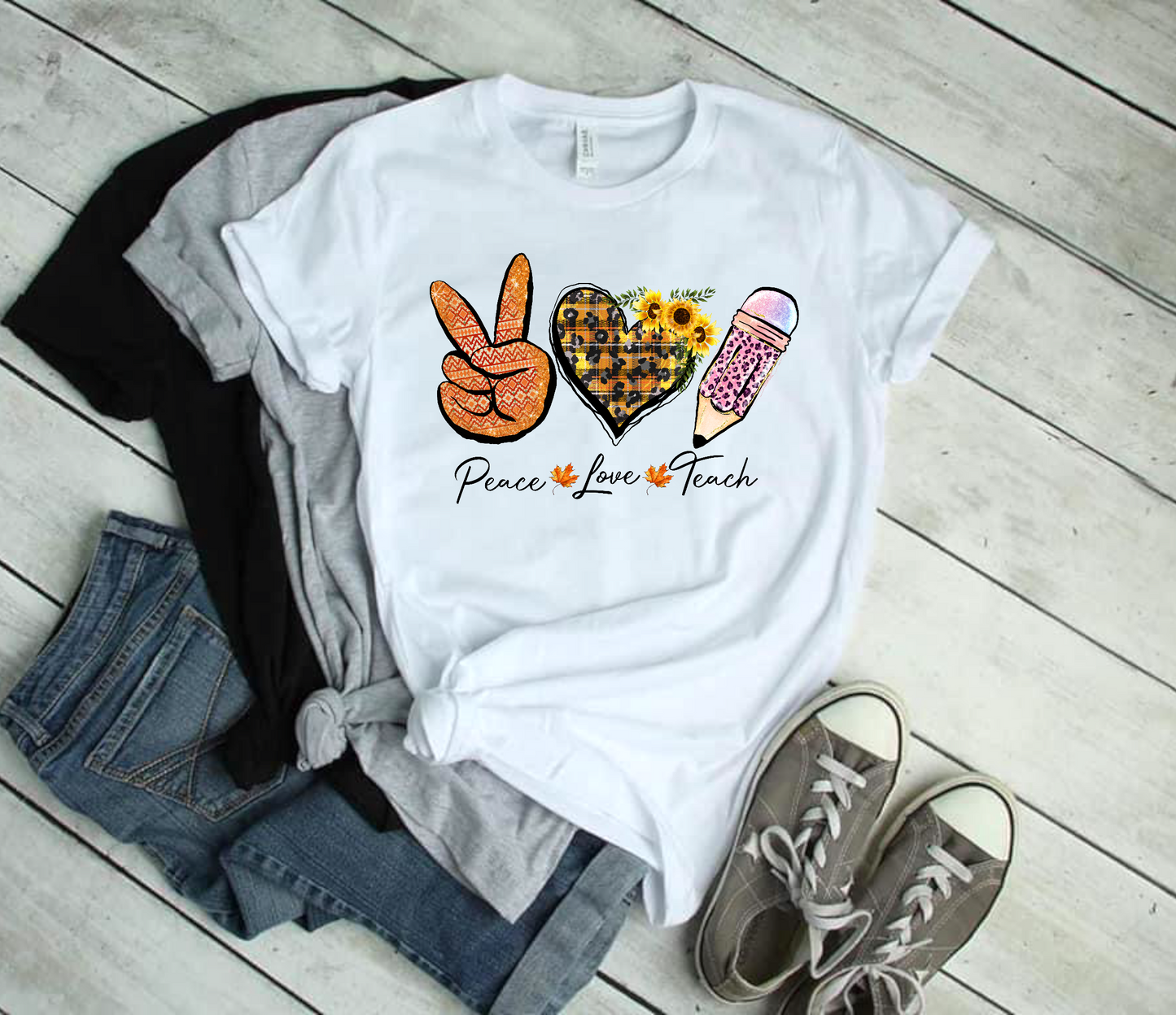 Peace love Teach Teacher DTF Transfer Film 2267