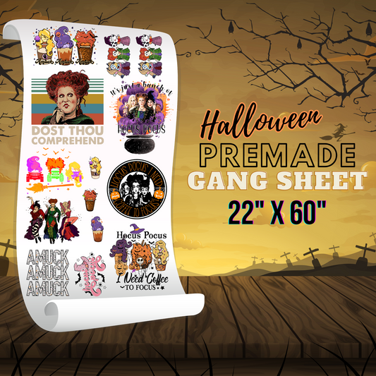 Pre-Made Halloween 22" x 60" Gang Sheet - READY TO PRINT - Style 2