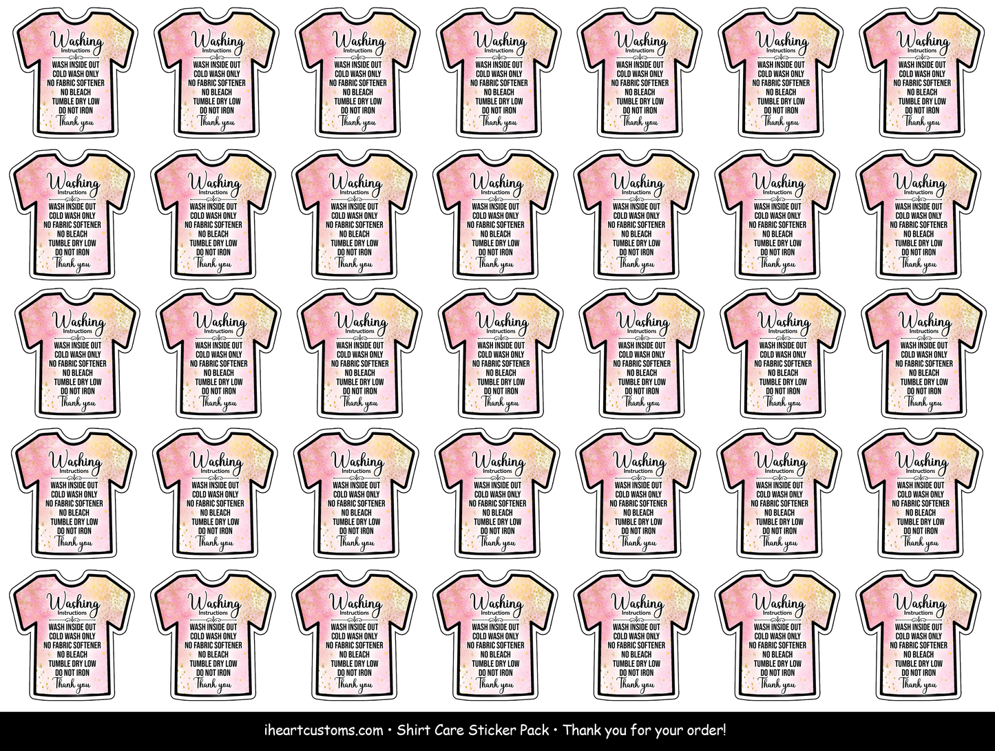 Packaging Care Card Stickers - Tshirt Care instructions - S8