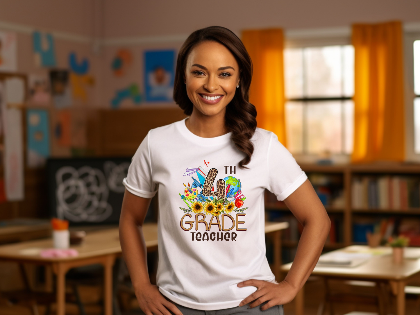 Sunflower Teacher Grade (1st Grade to 5th Grade) Adult Cotton T-shirt