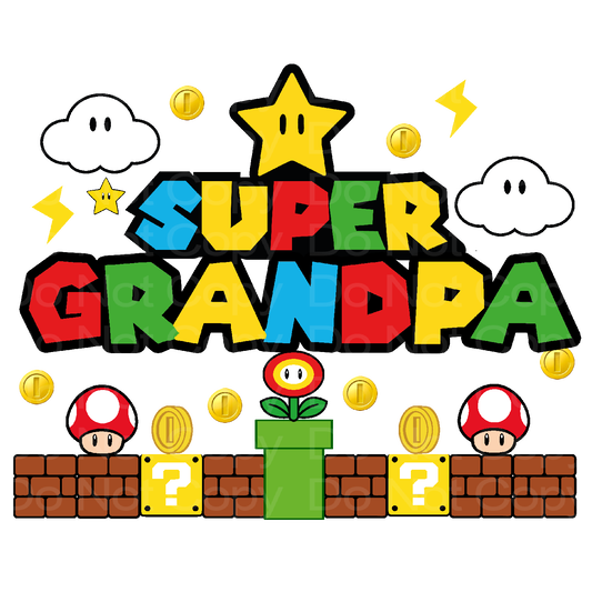 Super Grandpa Gamer Birthday Family Matching Transfer Film 03015