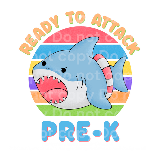 Ready to Attack Pre-K Shark Transfer Film 2156