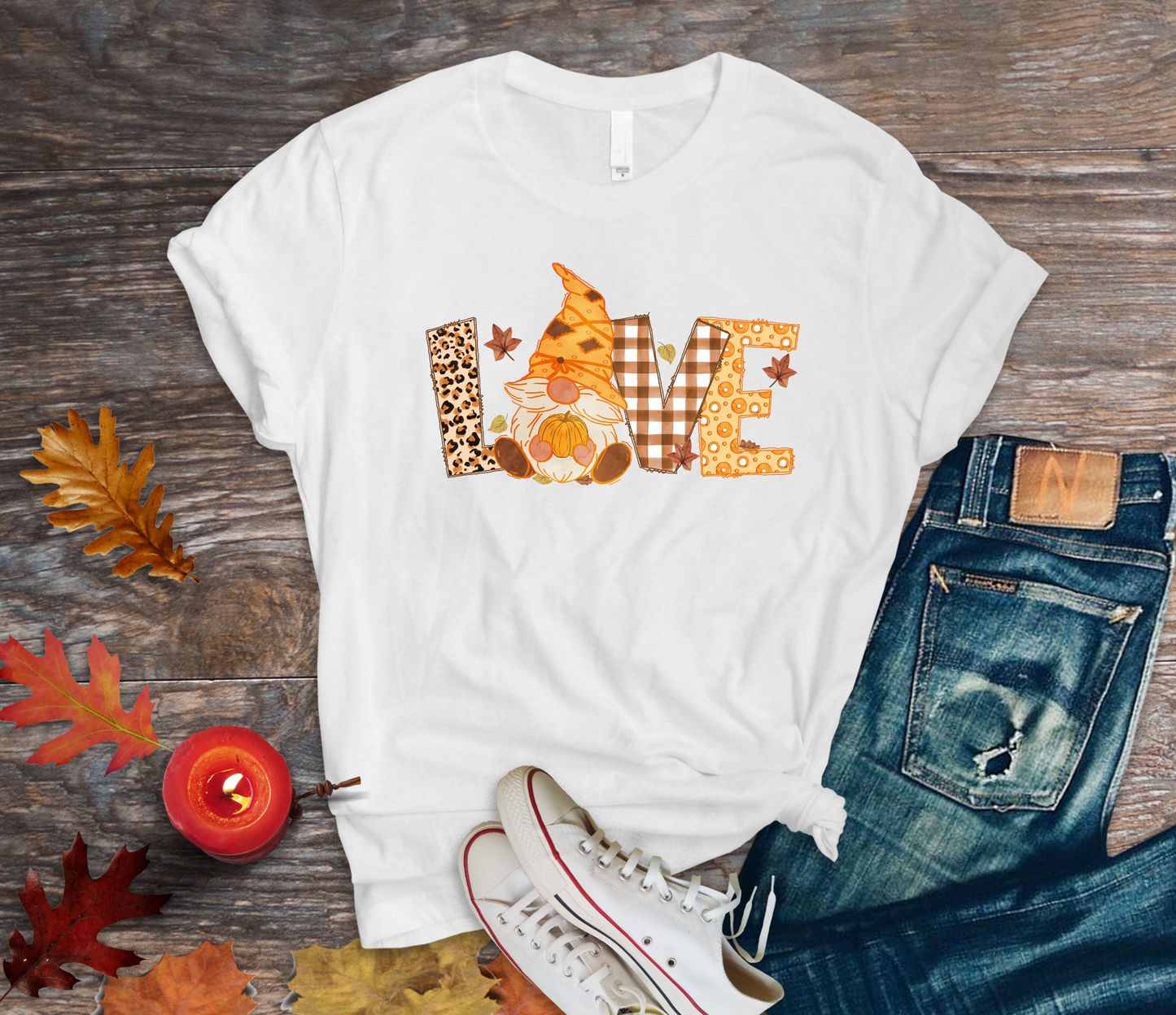 Fall Gnome Love DTF Transfer Film 9091