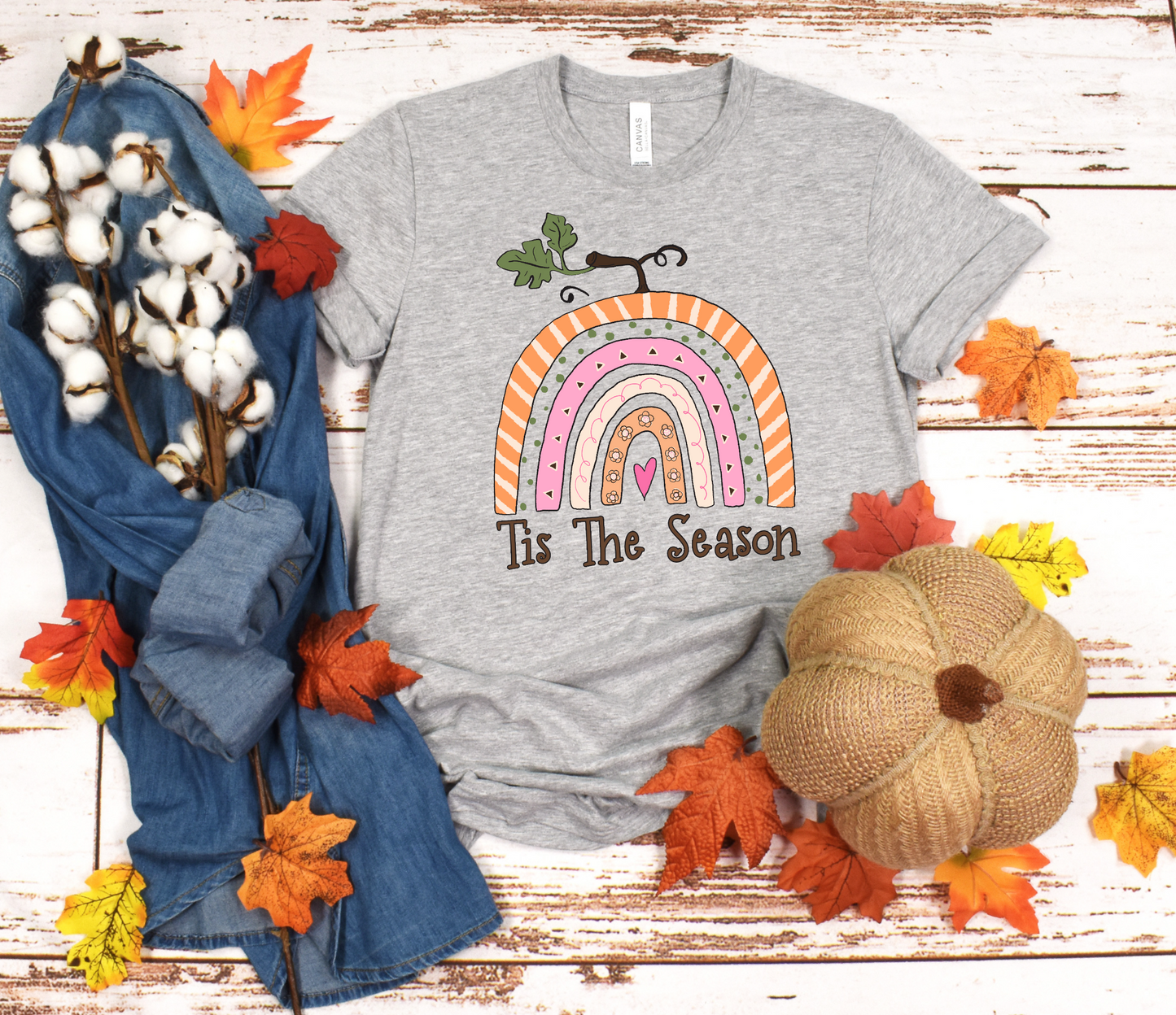 Tis the season pumpkin rainbow DTF Transfer Film 9111