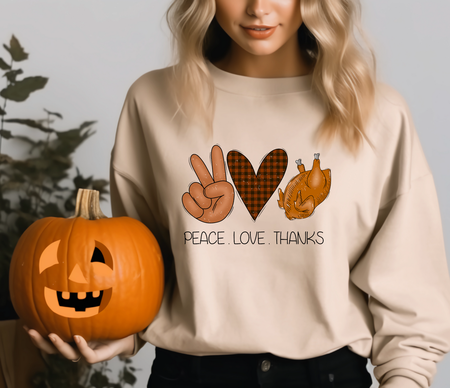 Thanksgiving Peace love Thanks Turkey DTF Transfer Film 9127