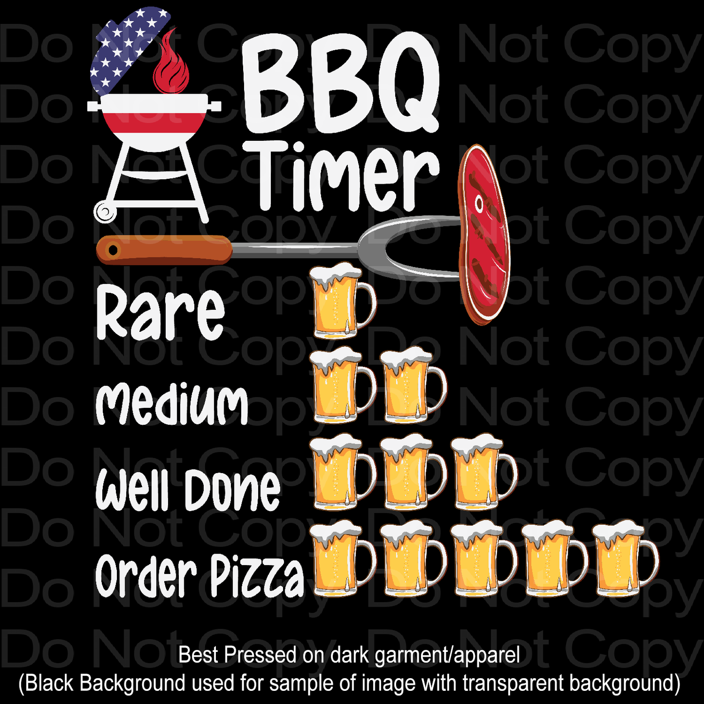 Beer BBQ Timer DTF Transfer Film 1169