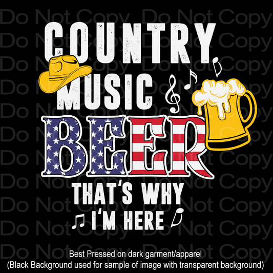 Beer and Country Music DTF Transfer Film 1165