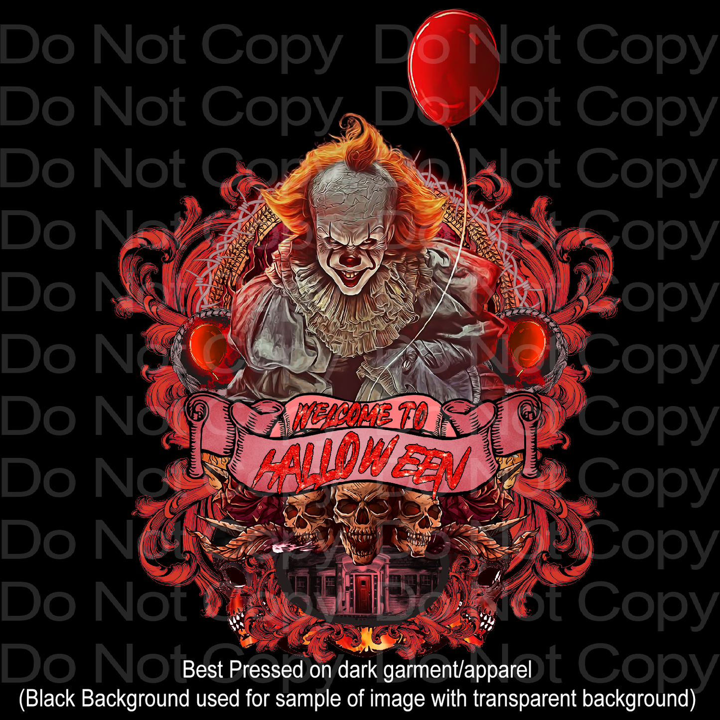 Horror Clown Transfer Film 1074