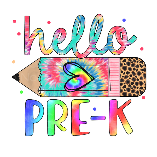 Tie dye Hello Pre-K Transfer Film 2164