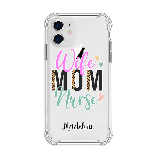 Personalized Wife Mom Nurse with name Clear Bumper Case