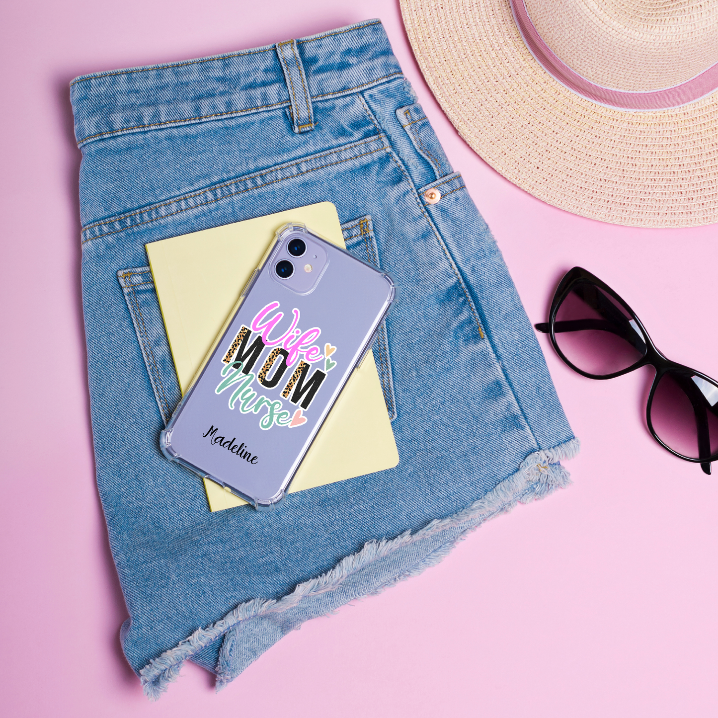 Personalized Wife Mom Nurse with name Clear Bumper Case