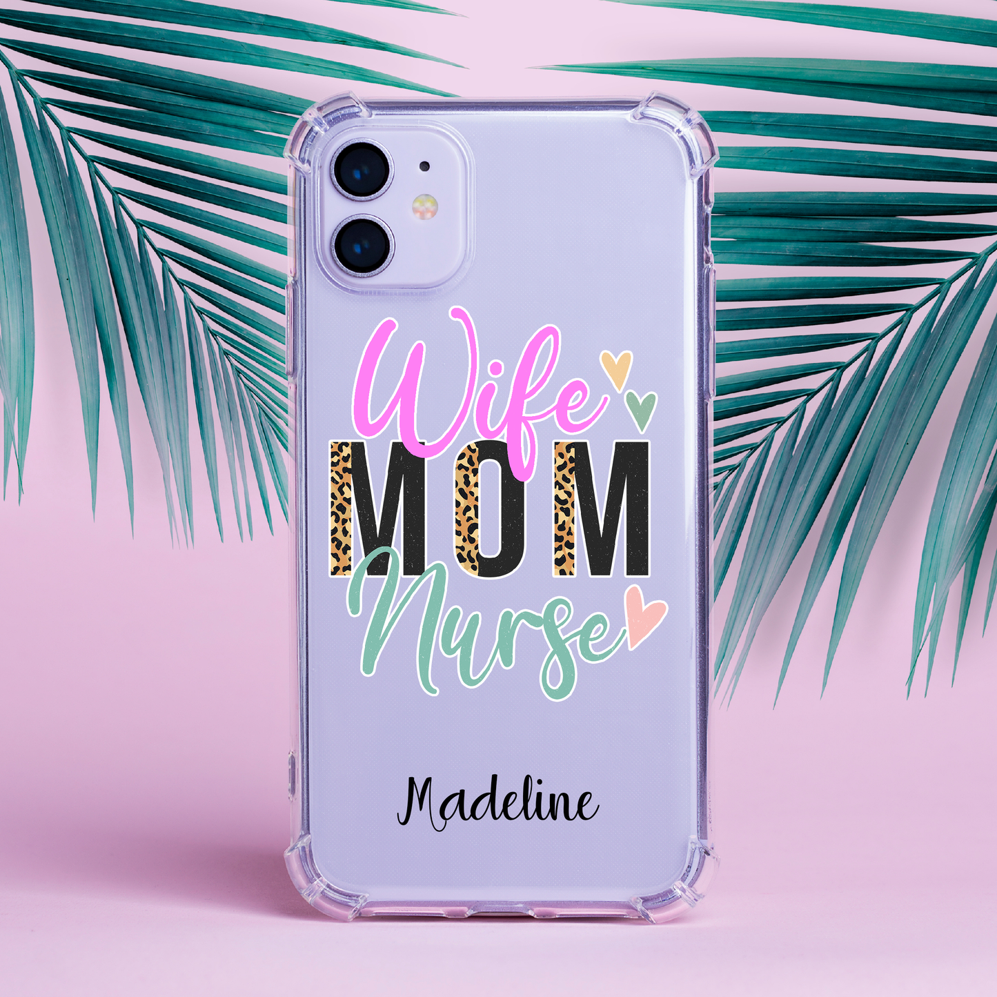 Personalized Wife Mom Nurse with name Clear Bumper Case