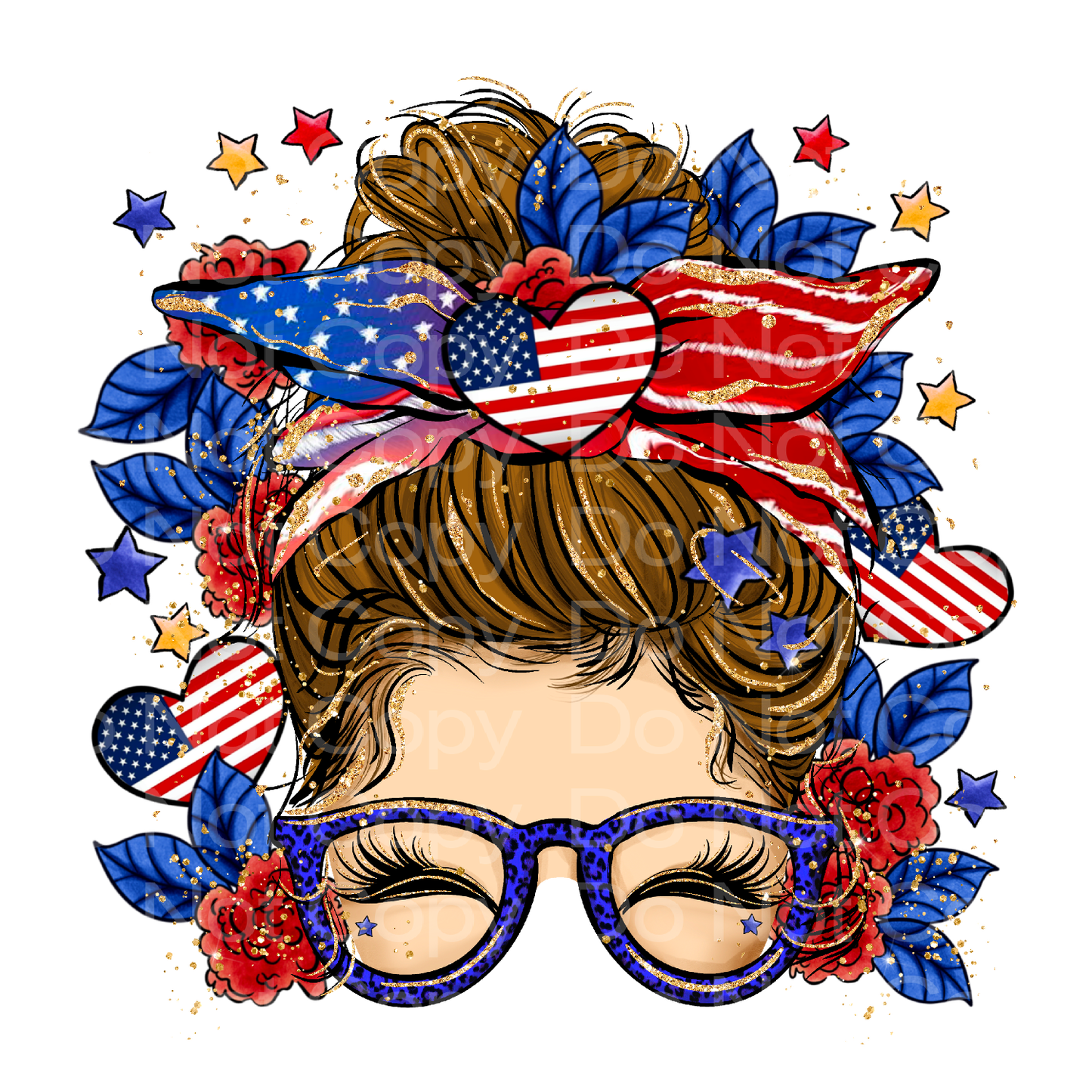 Messy Bun 4th of July Transfer Film 1601