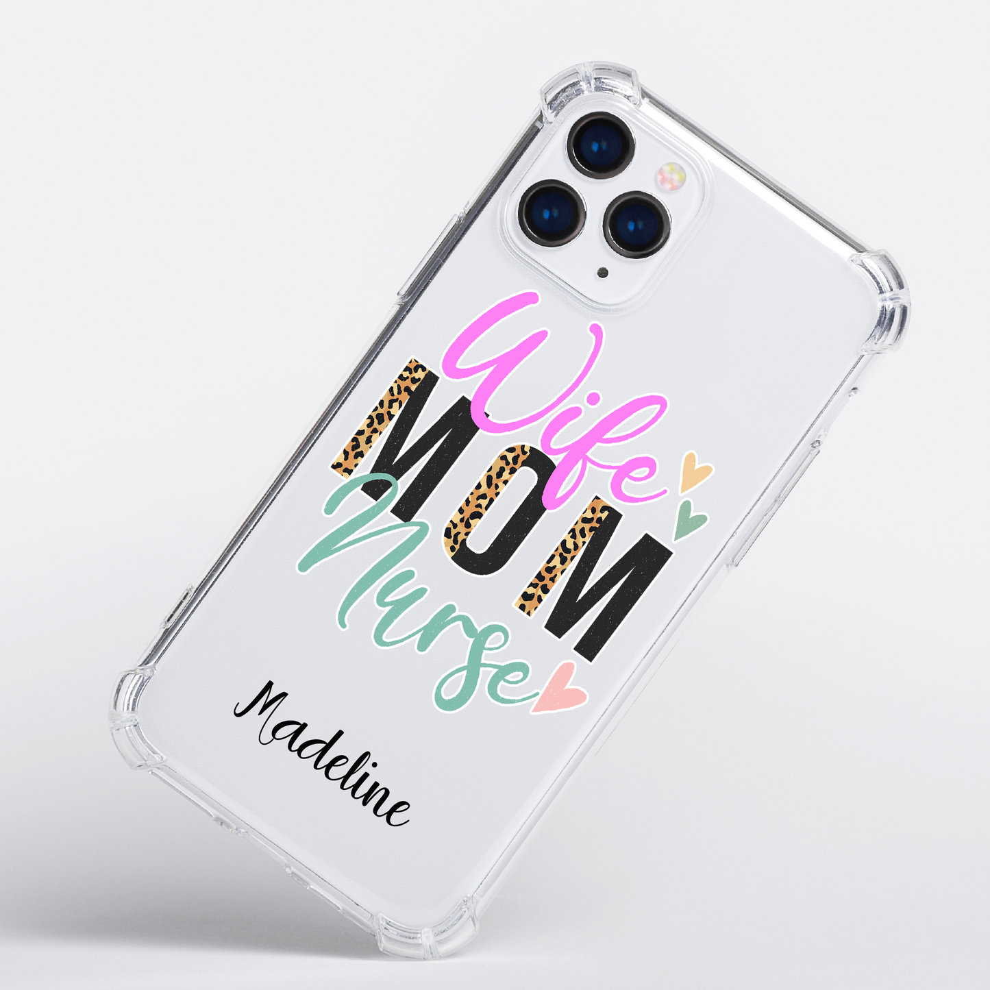 Personalized Wife Mom Nurse with name Clear Bumper Case