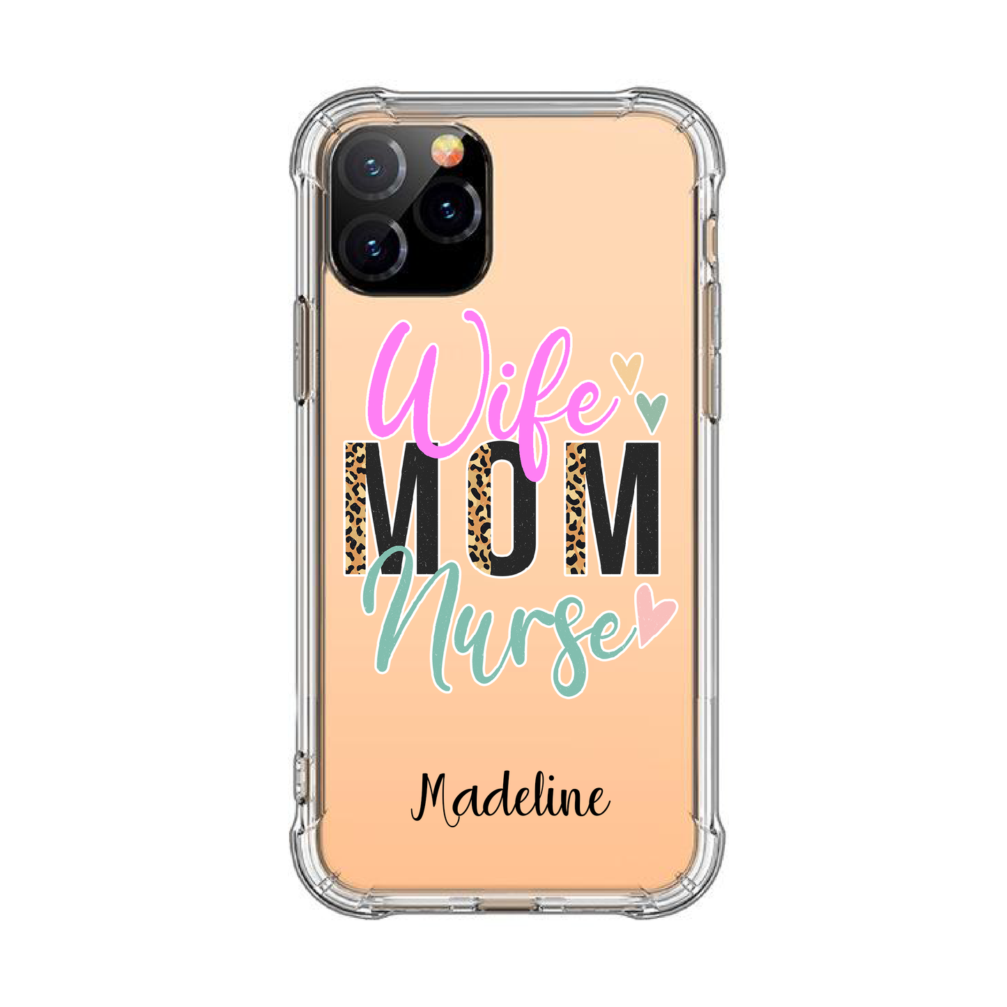 Personalized Wife Mom Nurse with name Clear Bumper Case