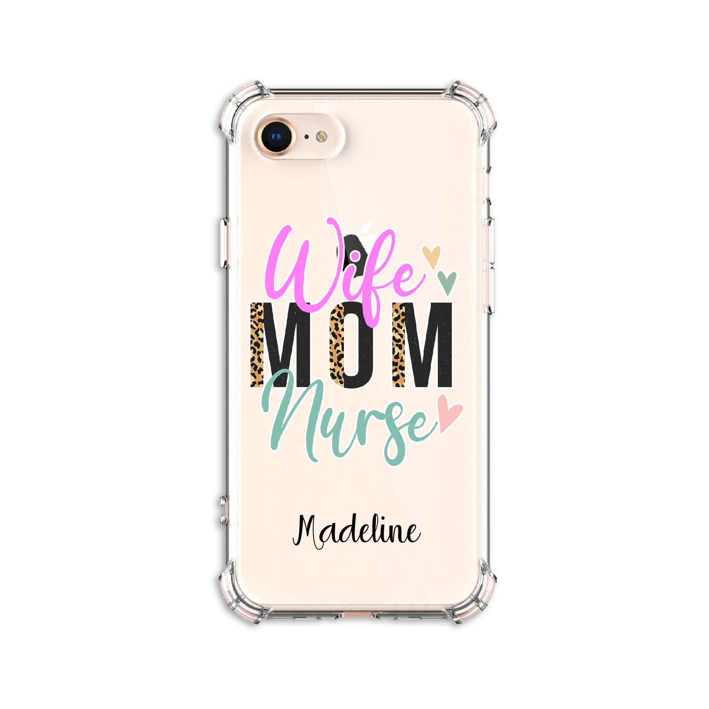 Personalized Wife Mom Nurse with name Clear Bumper Case