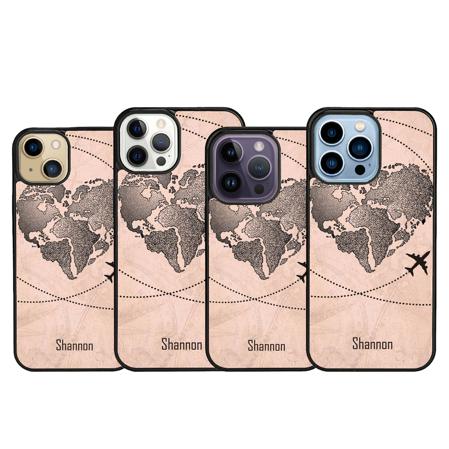 Personalized World Traveler with Name for iPhone or Galaxy Slim Case