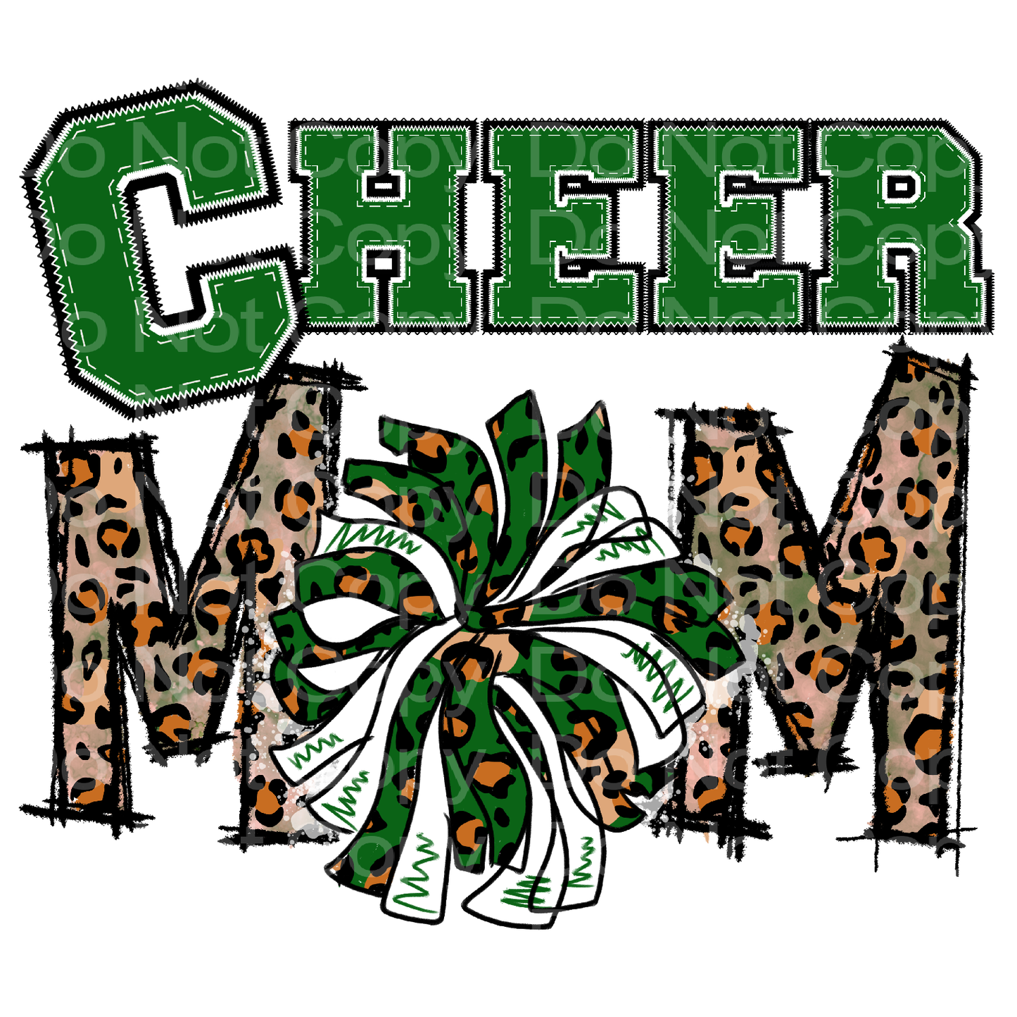 Green Team Color Cheer Mom Transfer Film 298